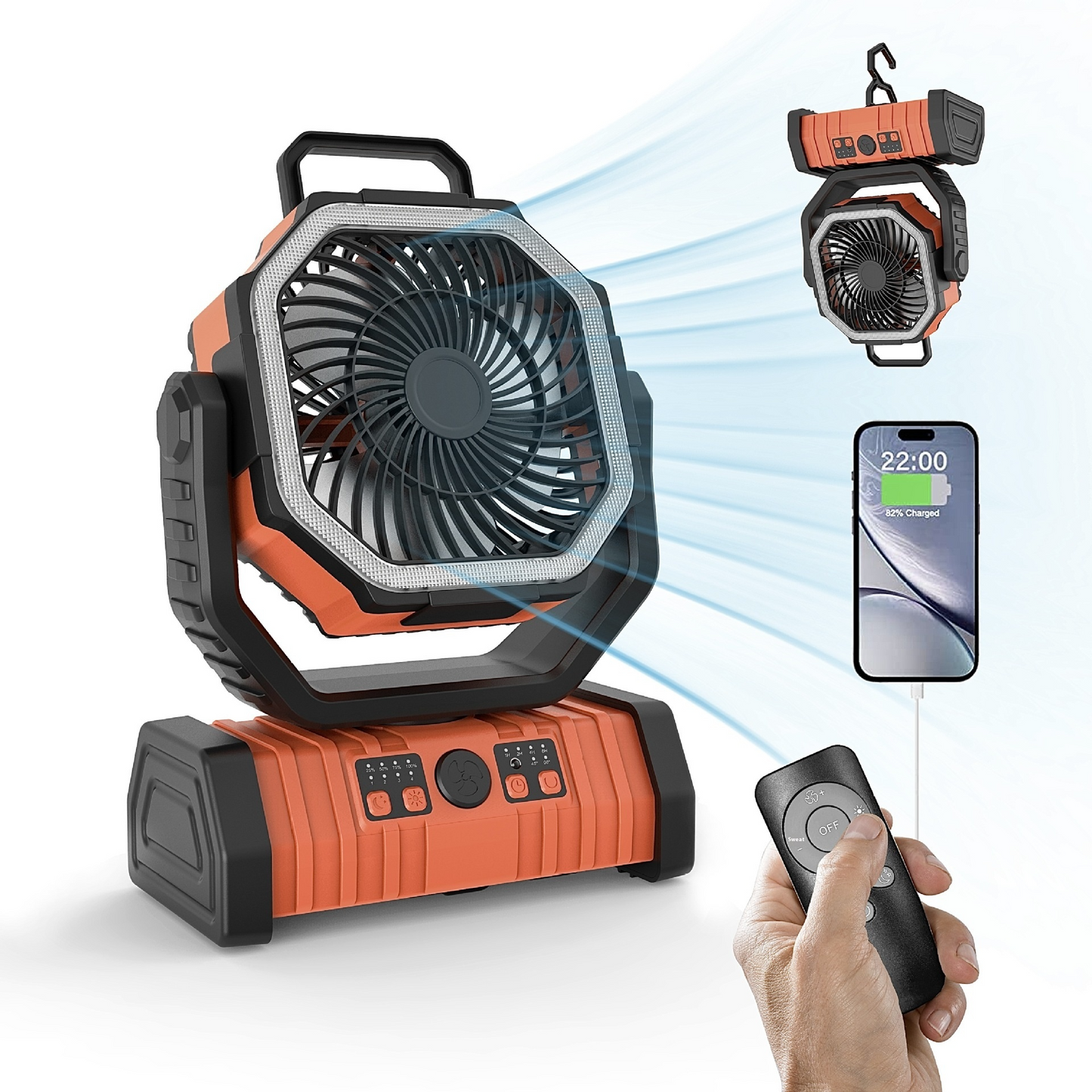 Multi-Functional Outdoor Power Hub: Integrated LED Lantern & High-Velocity Camping Fan