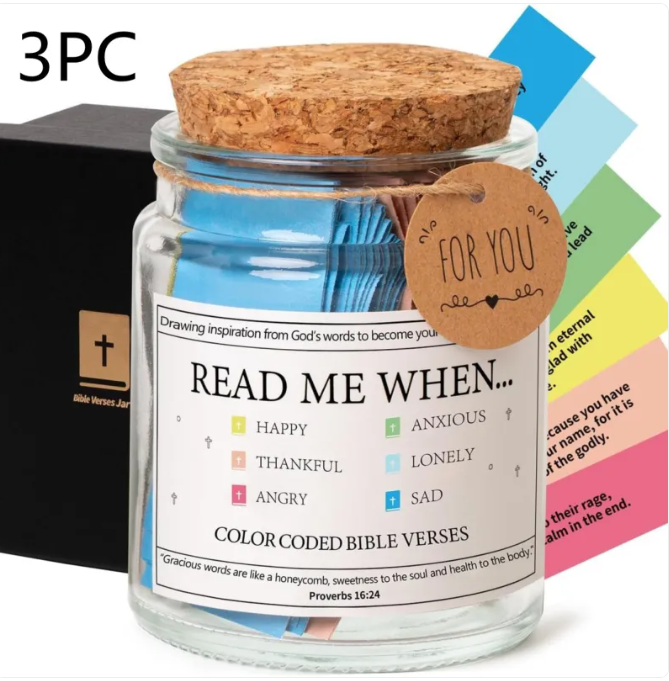 Sacred Reflections: A Curated Collection of Daily Scripture & Spiritual Inspiration in a Glass Keepsake Jar