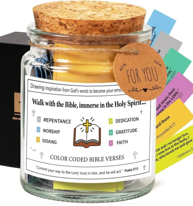 Sacred Reflections: A Curated Collection of Daily Scripture & Spiritual Inspiration in a Glass Keepsake Jar