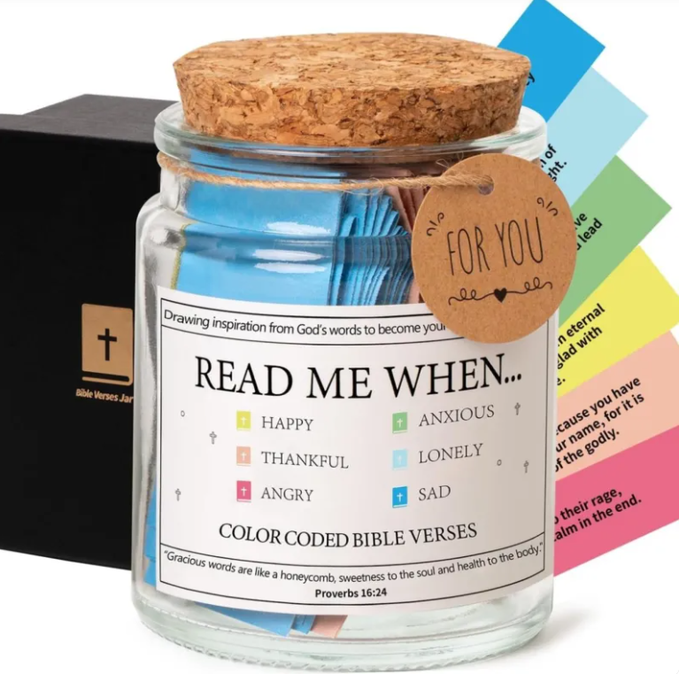 Sacred Reflections: A Curated Collection of Daily Scripture & Spiritual Inspiration in a Glass Keepsake Jar