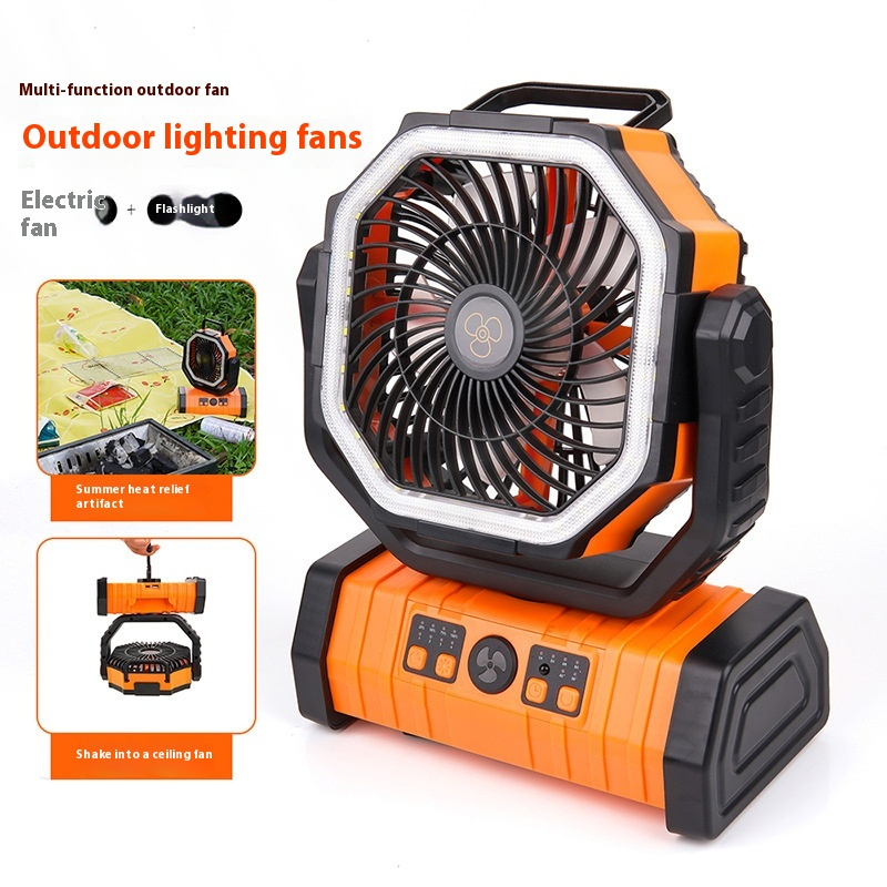 Multi-Functional Outdoor Power Hub: Integrated LED Lantern & High-Velocity Camping Fan