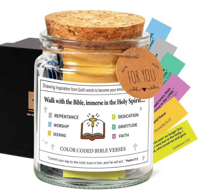 Sacred Reflections: A Curated Collection of Daily Scripture & Spiritual Inspiration in a Glass Keepsake Jar