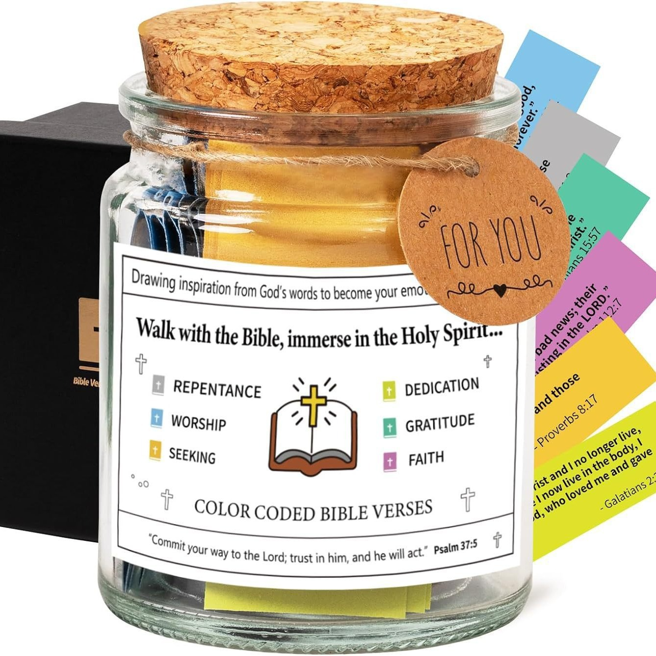 Sacred Reflections: A Curated Collection of Daily Scripture & Spiritual Inspiration in a Glass Keepsake Jar