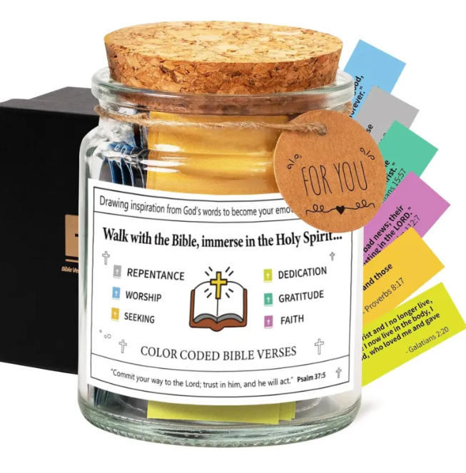 Sacred Reflections: A Curated Collection of Daily Scripture & Spiritual Inspiration in a Glass Keepsake Jar