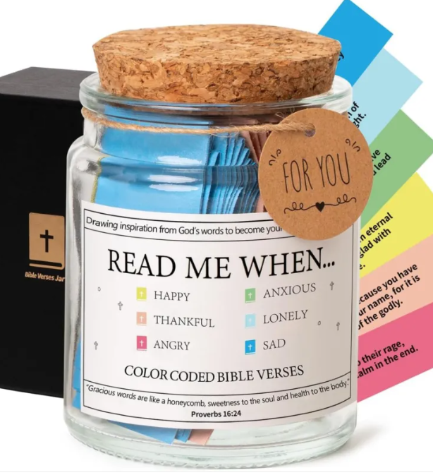 Sacred Reflections: A Curated Collection of Daily Scripture & Spiritual Inspiration in a Glass Keepsake Jar