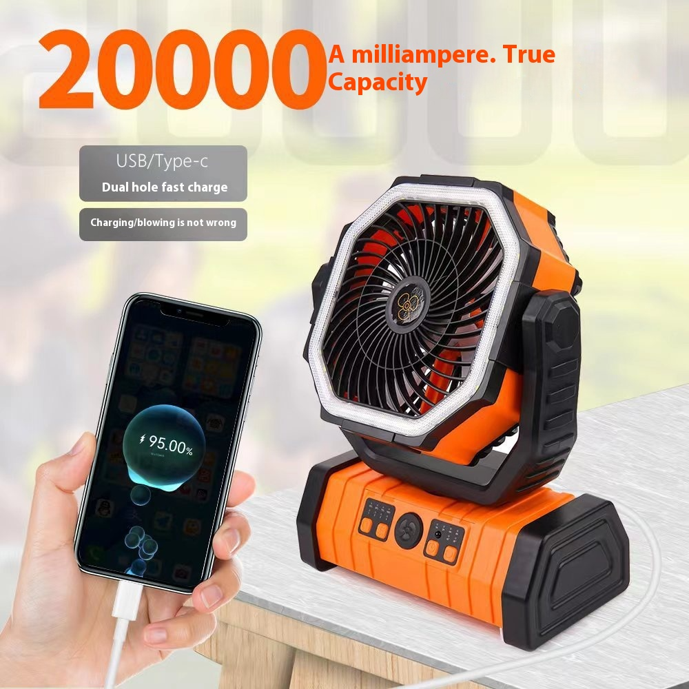 Multi-Functional Outdoor Power Hub: Integrated LED Lantern & High-Velocity Camping Fan