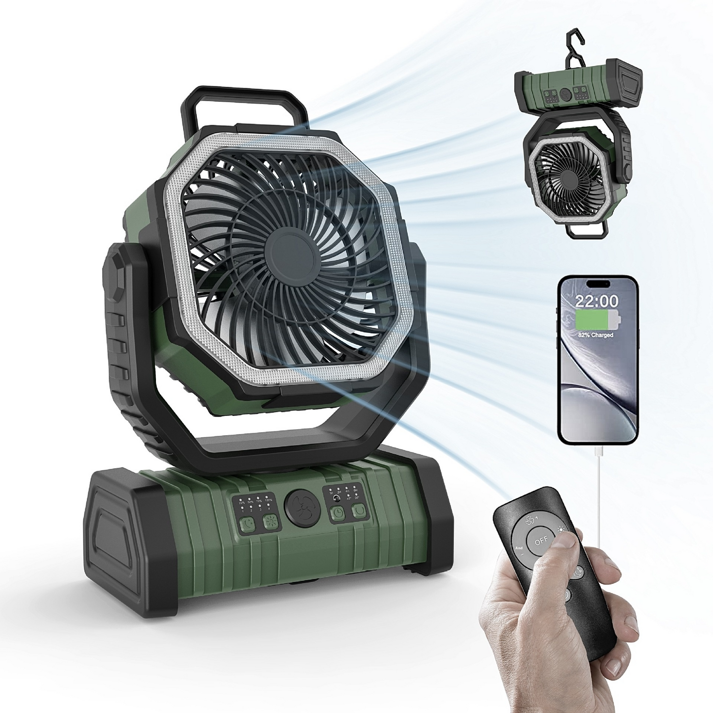 Multi-Functional Outdoor Power Hub: Integrated LED Lantern & High-Velocity Camping Fan