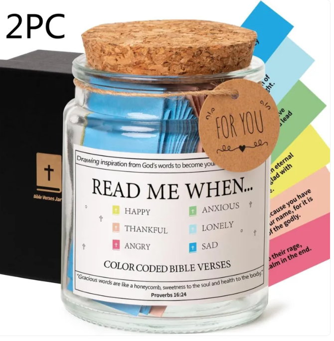 Sacred Reflections: A Curated Collection of Daily Scripture & Spiritual Inspiration in a Glass Keepsake Jar