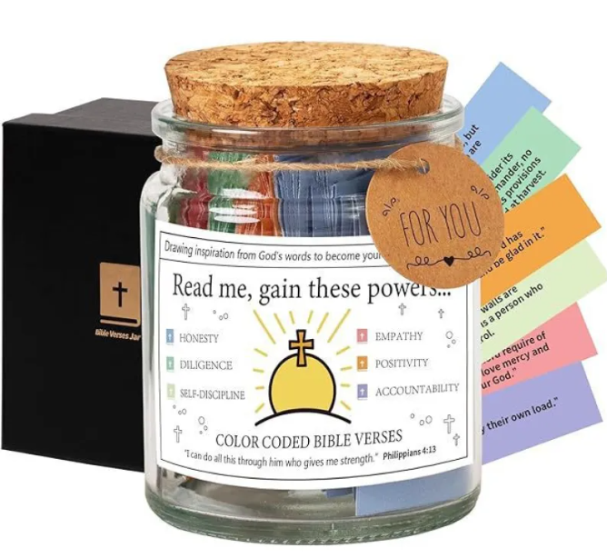 Sacred Reflections: A Curated Collection of Daily Scripture & Spiritual Inspiration in a Glass Keepsake Jar