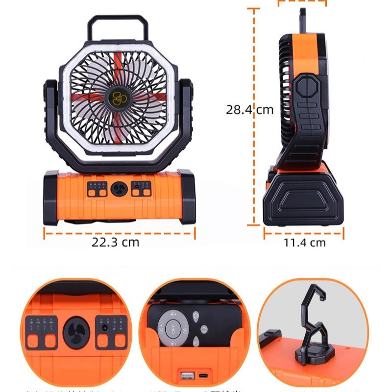 Multi-Functional Outdoor Power Hub: Integrated LED Lantern & High-Velocity Camping Fan